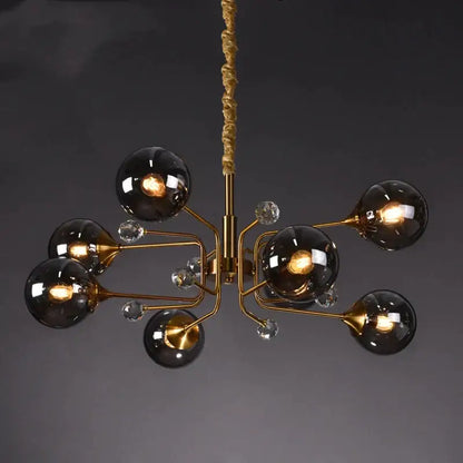 glass bubble chandelier gold and crystal living room light