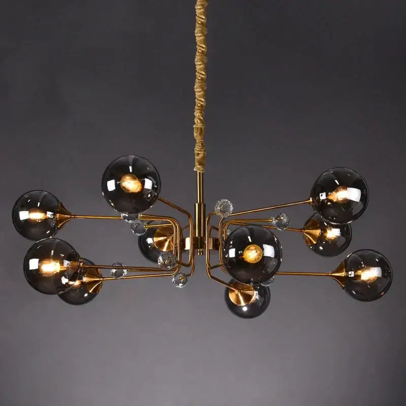 glass bubble chandelier gold and crystal living room light
