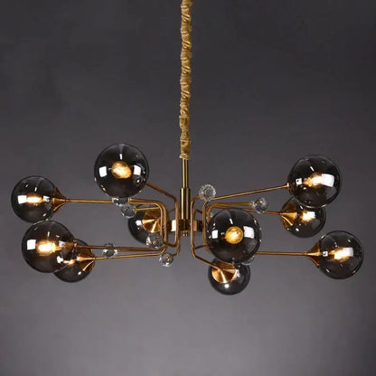 glass bubble chandelier gold and crystal living room light