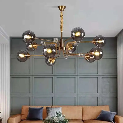 glass bubble chandelier gold and crystal living room light