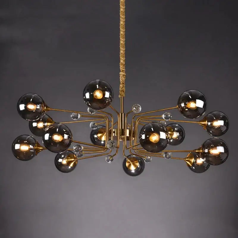glass bubble chandelier gold and crystal living room light