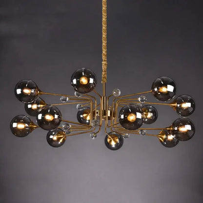 glass bubble chandelier gold and crystal living room light