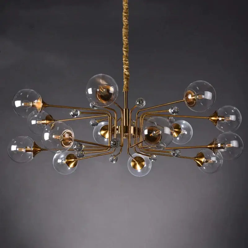 glass bubble chandelier gold and crystal living room light