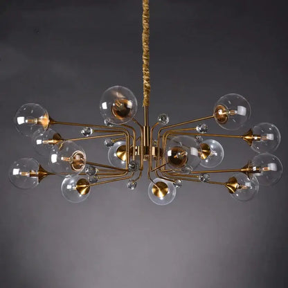 glass bubble chandelier gold and crystal living room light