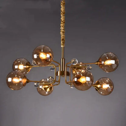 glass bubble chandelier gold and crystal living room light
