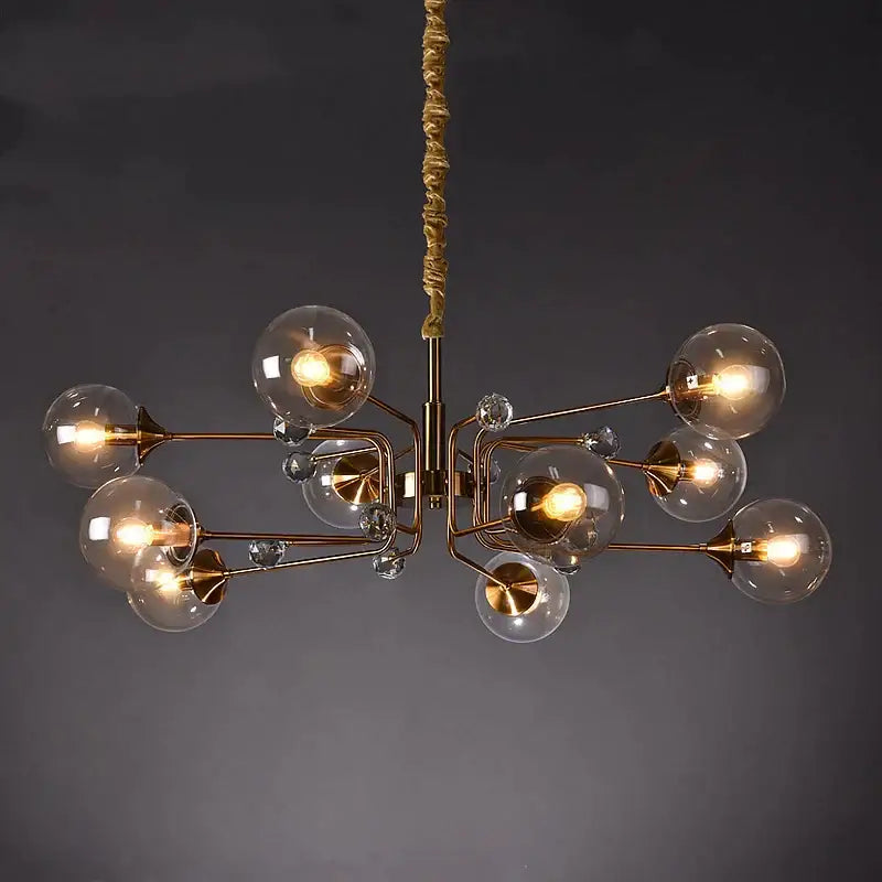 glass bubble chandelier gold and crystal living room light