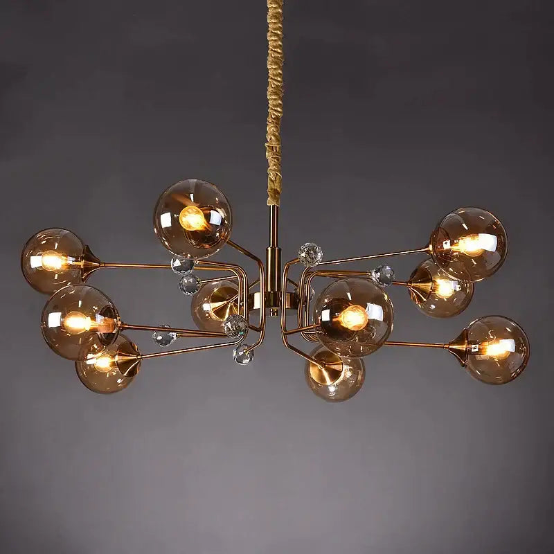 glass bubble chandelier gold and crystal living room light