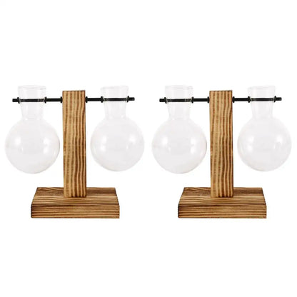 DecorBites™ Glass Bulb Vase with Wooden Stand