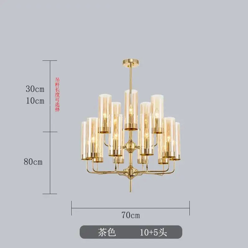 glass chandelier blue and gold luxury dining room light