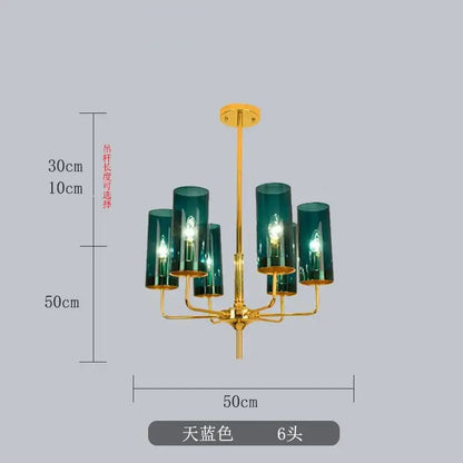 glass chandelier blue and gold luxury dining room light