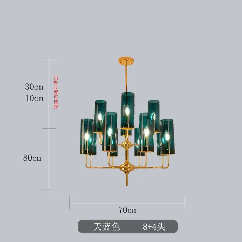 glass chandelier blue and gold luxury dining room light