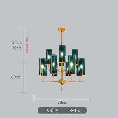 glass chandelier blue and gold luxury dining room light