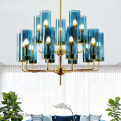 glass chandelier blue and gold luxury dining room light