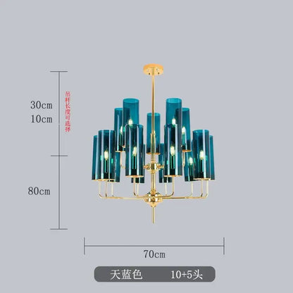 glass chandelier blue and gold luxury dining room light