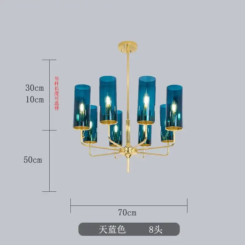 glass chandelier blue and gold luxury dining room light