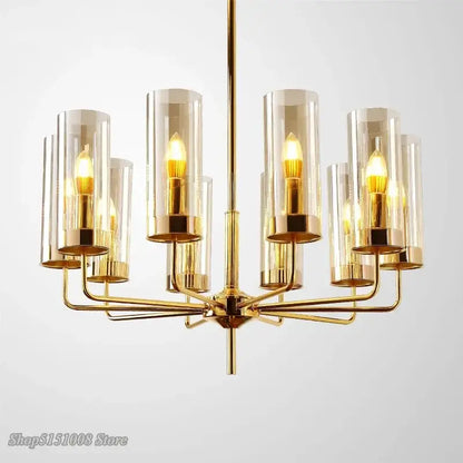 glass chandelier blue and gold luxury dining room light
