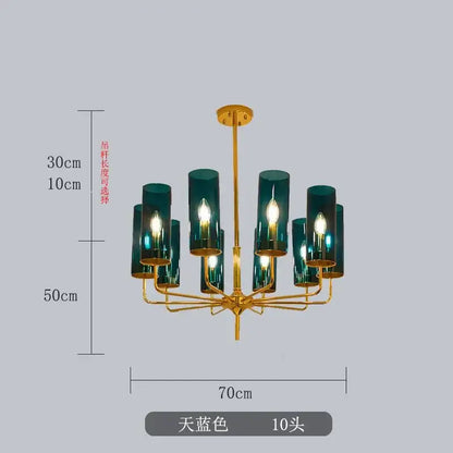 glass chandelier blue and gold luxury dining room light