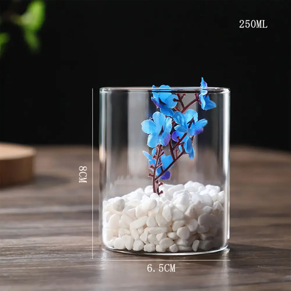Modern ribbed clear glass flower vase desktop living room planter