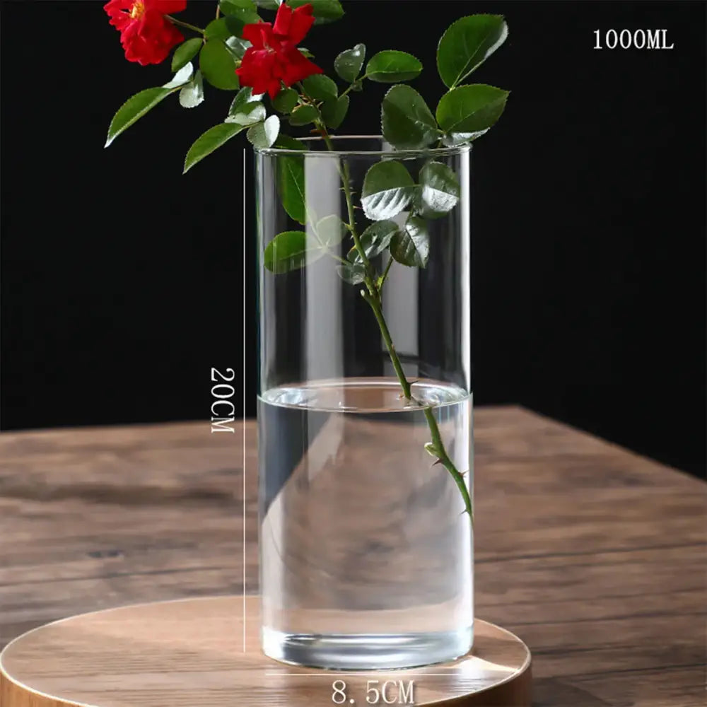 Modern ribbed clear glass flower vase desktop living room planter