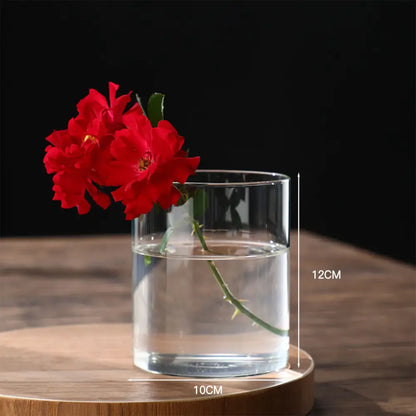 Modern ribbed clear glass flower vase desktop living room planter