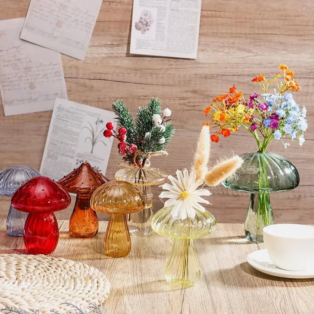 Colorful mushroom glass vase living room home decor