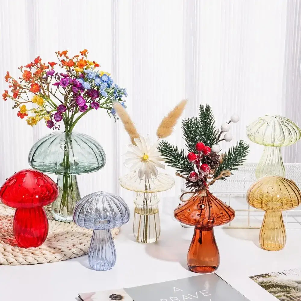Colorful mushroom glass vase living room home decor