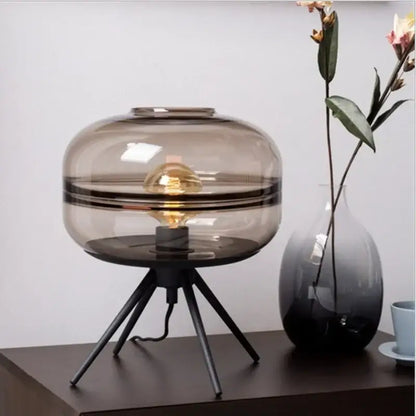 Smoked glass metal nordic sofa desk lamp bedroom