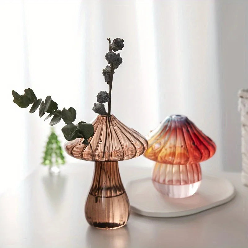 DecorBites™ Glass Mushroom Hydroponic Planter for Home & Garden