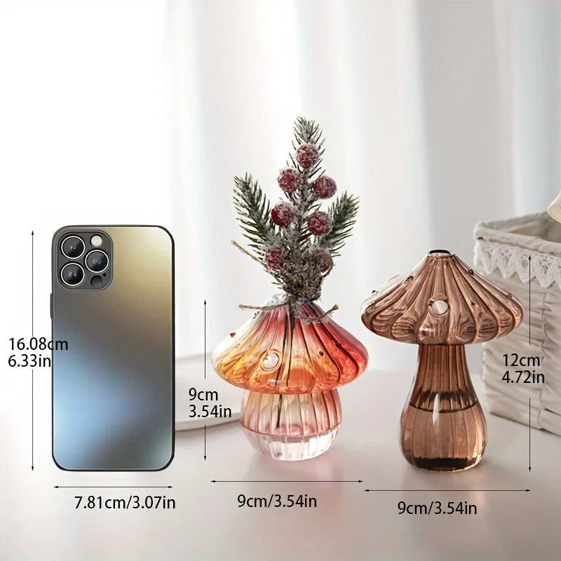 DecorBites™ Glass Mushroom Hydroponic Planter for Home & Garden