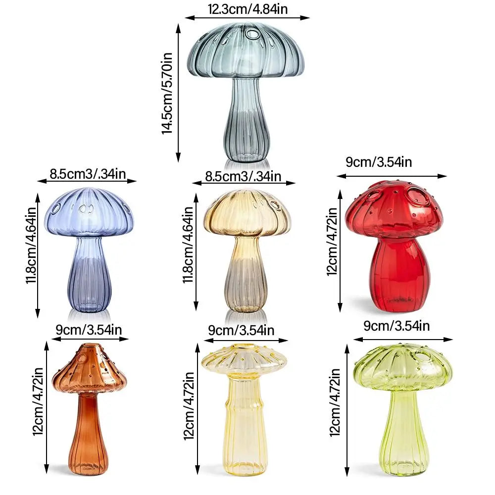 DecorBites™ Glass Mushroom-Shaped Vase for Home Decor