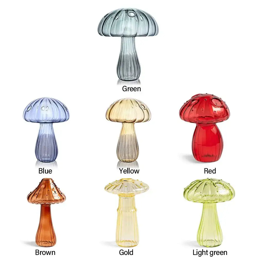 Colorful translucent glass mushroom shaped vase set living room decor