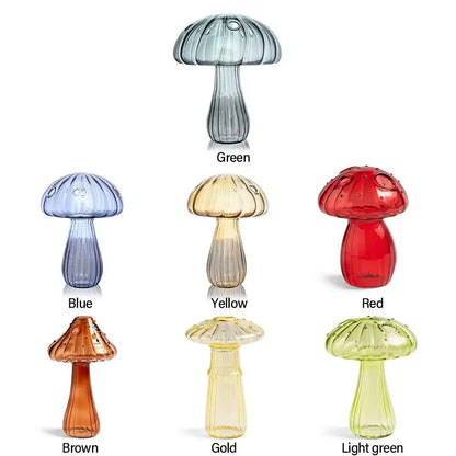 Colorful translucent glass mushroom shaped vase set living room decor