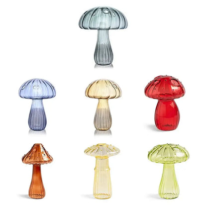 Colorful translucent glass mushroom shaped vase set living room decor
