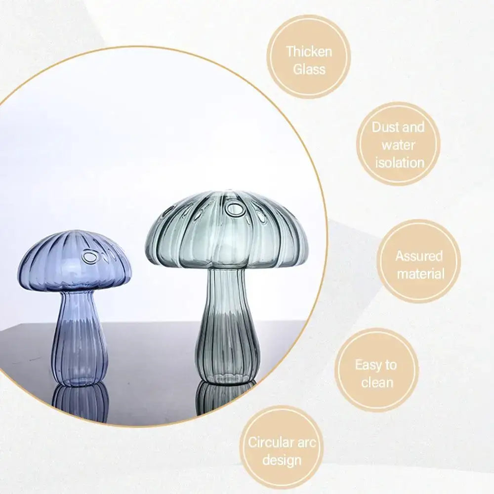 Colorful translucent glass mushroom shaped vase set living room decor