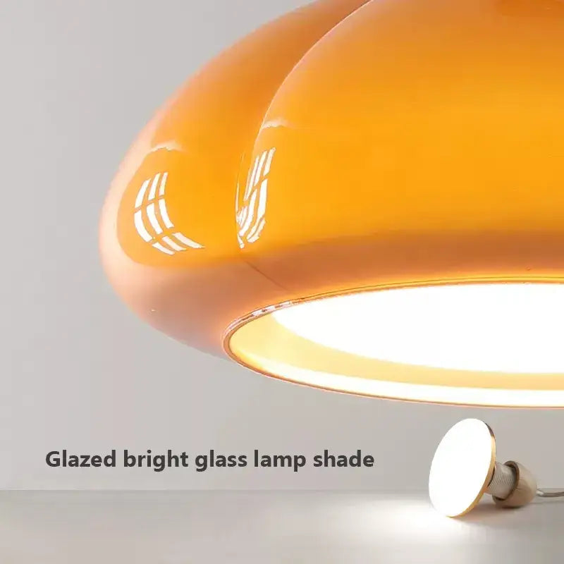 Off white & amber segmented glass pendant lamps dining room