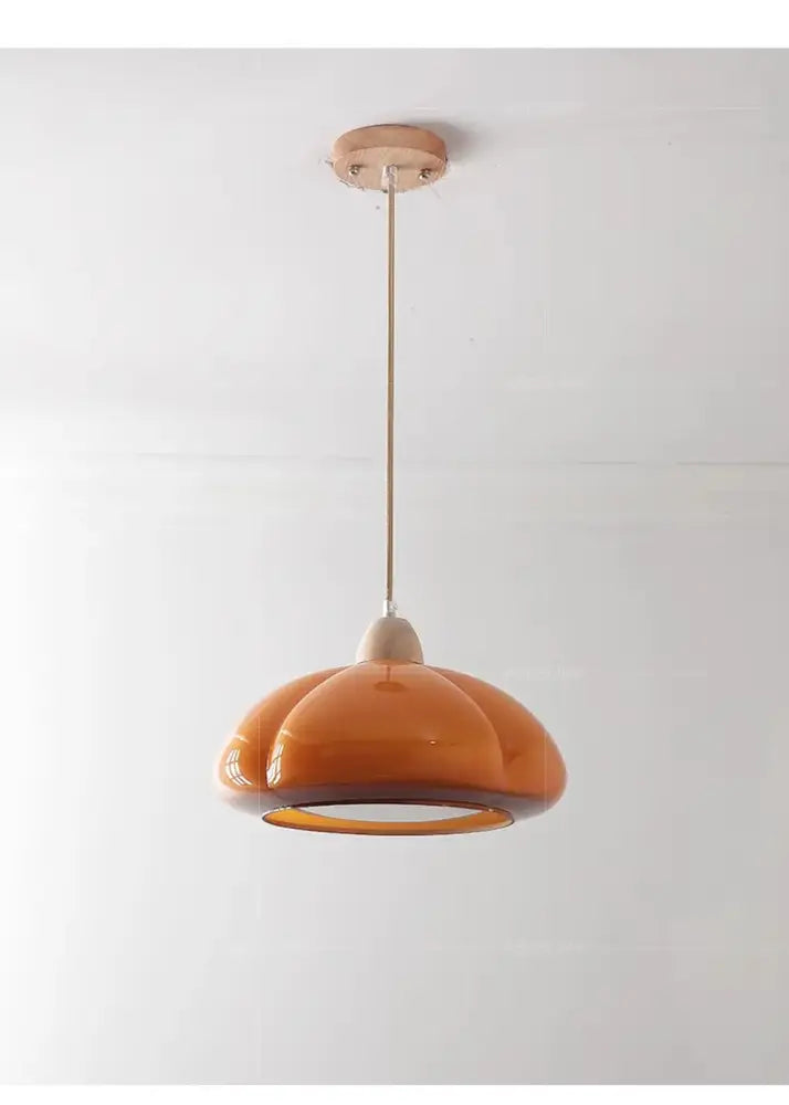 Off white & amber segmented glass pendant lamps dining room