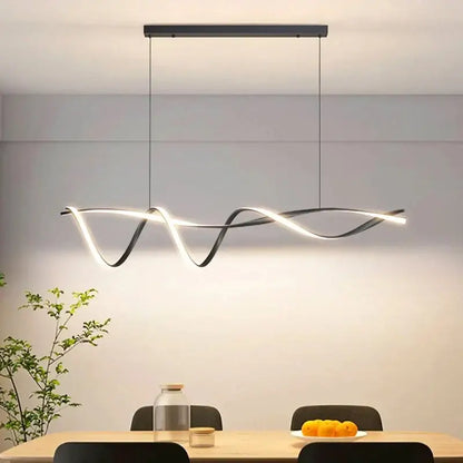 Modern black & gold wave led glass pendant light dining room