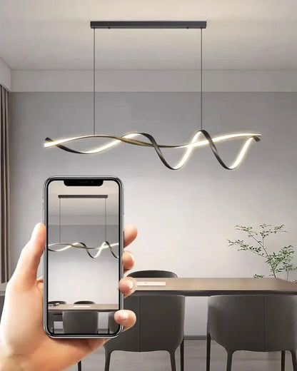 Modern black & gold wave led glass pendant light dining room