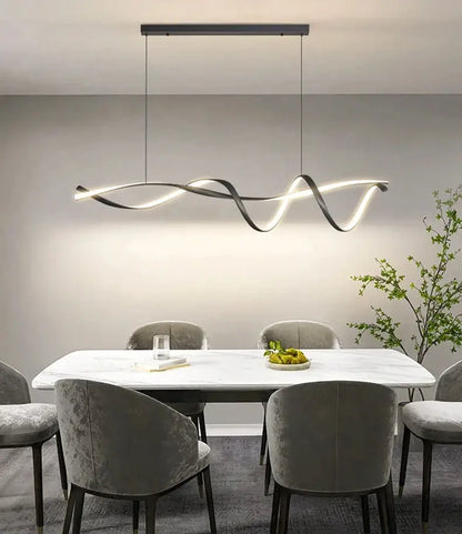 Modern black & gold wave led glass pendant light dining room