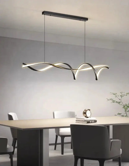 Modern black & gold wave led glass pendant light dining room