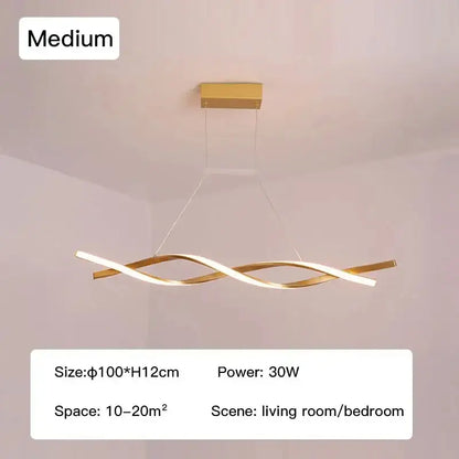 Modern black & gold wave led glass pendant light dining room