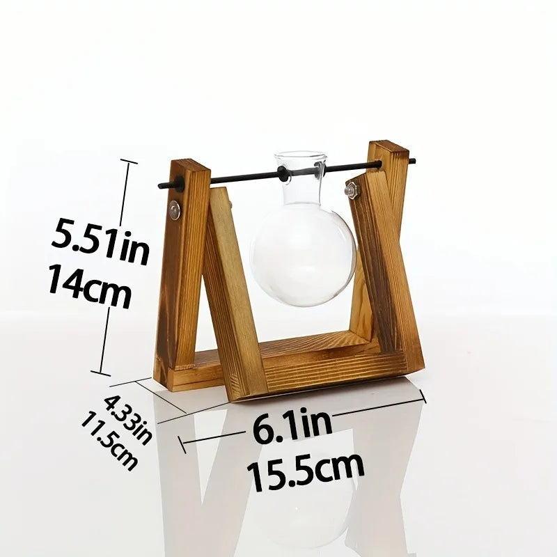 DecorBites™ Glass Planter Propagation Station with Wooden Rack