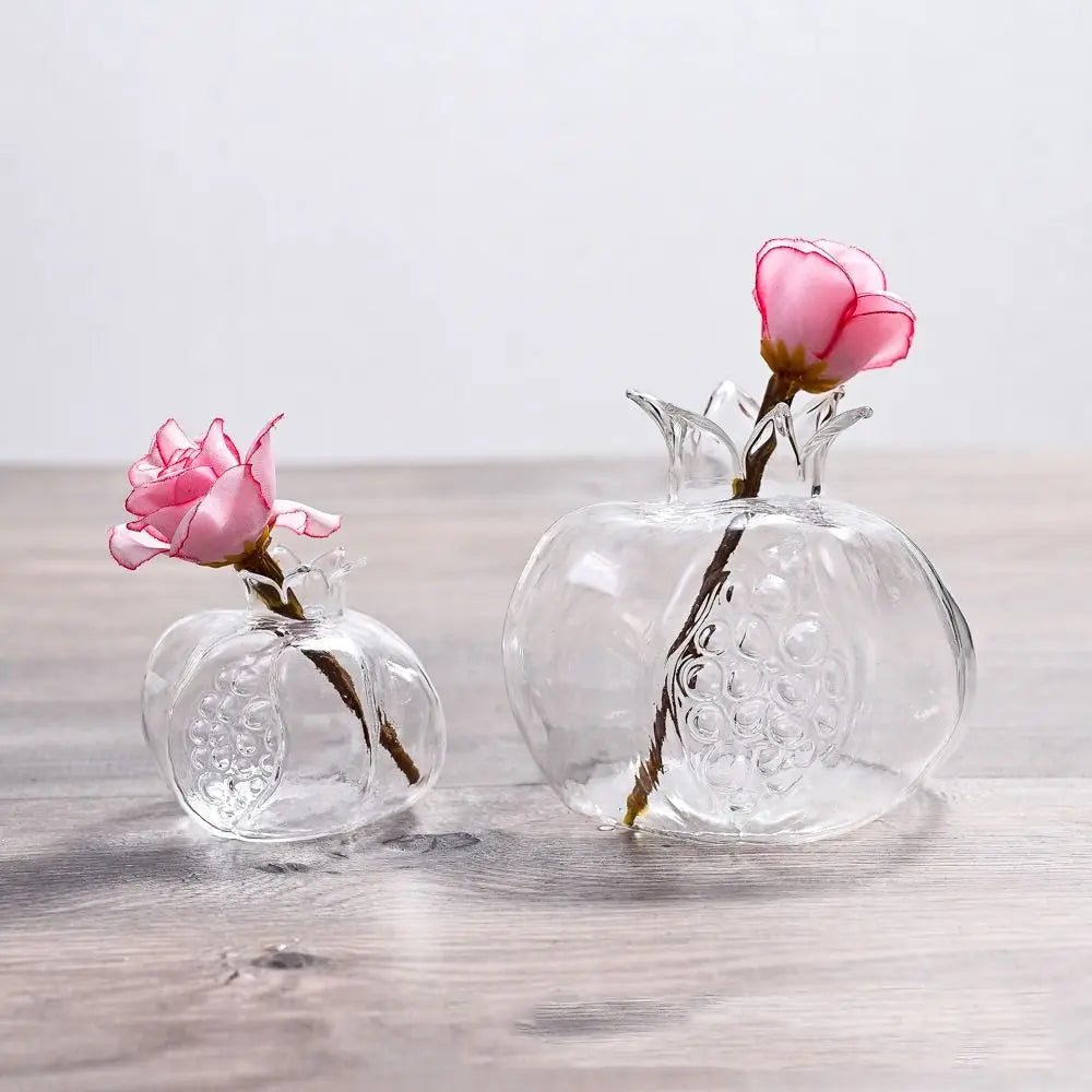 DecorBites™ Glass Pomegranate Flower Vase Home Decor