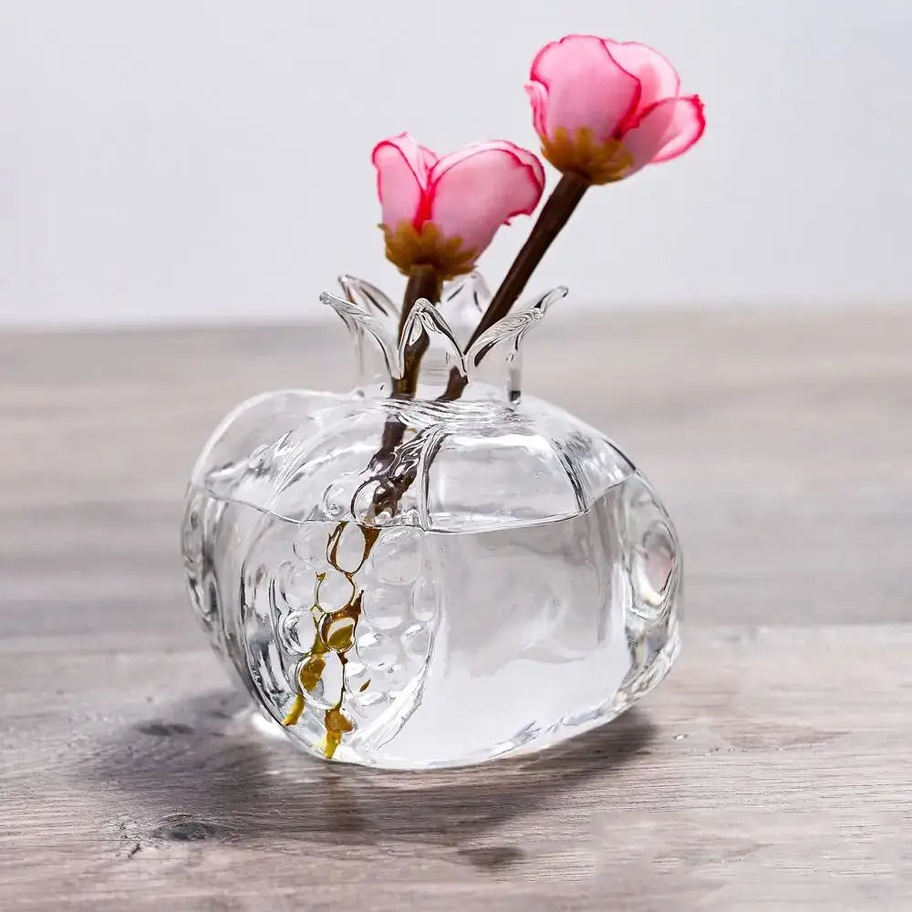 Textured clear pomegranate glass vase living room decor