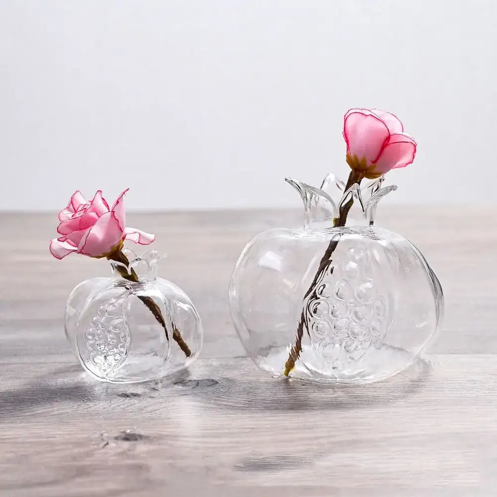 Textured clear pomegranate glass vase living room decor
