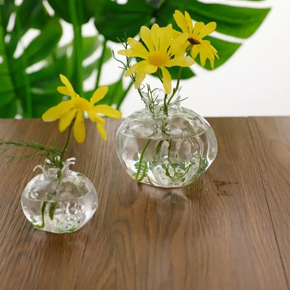 Textured clear pomegranate glass vase living room decor