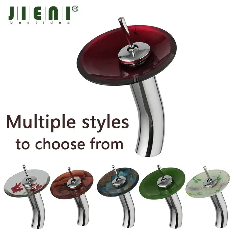™ Glass Rocker Handle Basin Faucet, Waterfall Mixer Taps, Chrome Finish