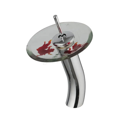 ™ Glass Rocker Handle Basin Faucet, Waterfall Mixer Taps, Chrome Finish