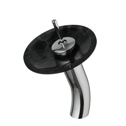 ™ Glass Rocker Handle Basin Faucet, Waterfall Mixer Taps, Chrome Finish