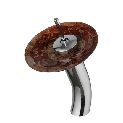 ™ Glass Rocker Handle Basin Faucet, Waterfall Mixer Taps, Chrome Finish
